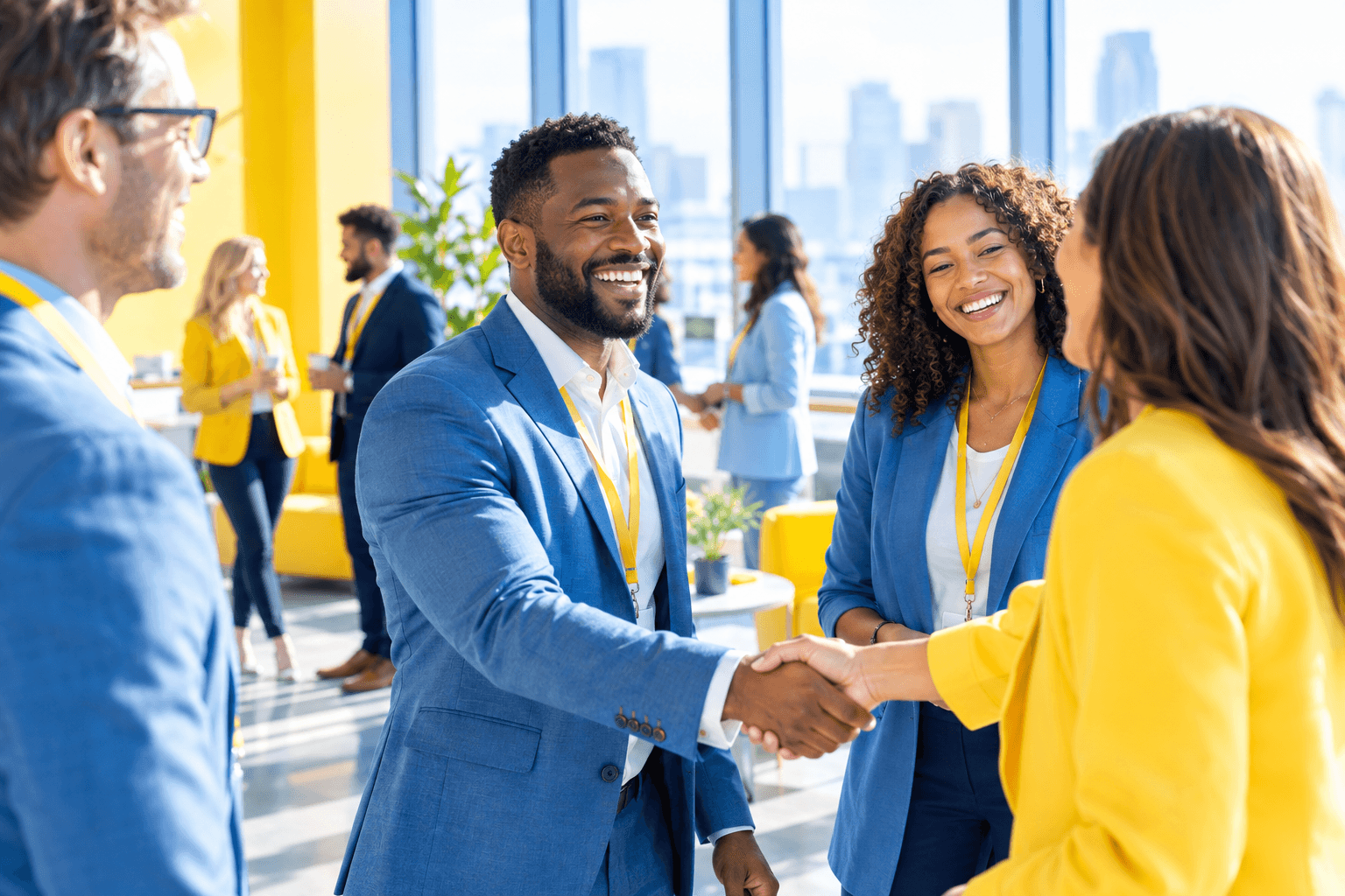 One Wright Company team connecting and networking